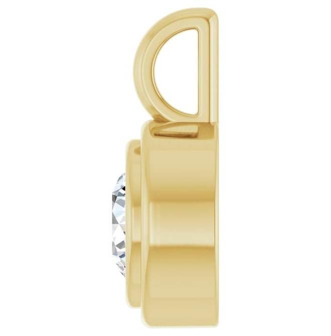 14K Yellow Gold Round Polished Lab-Grown Gemstone Charm/Pendant