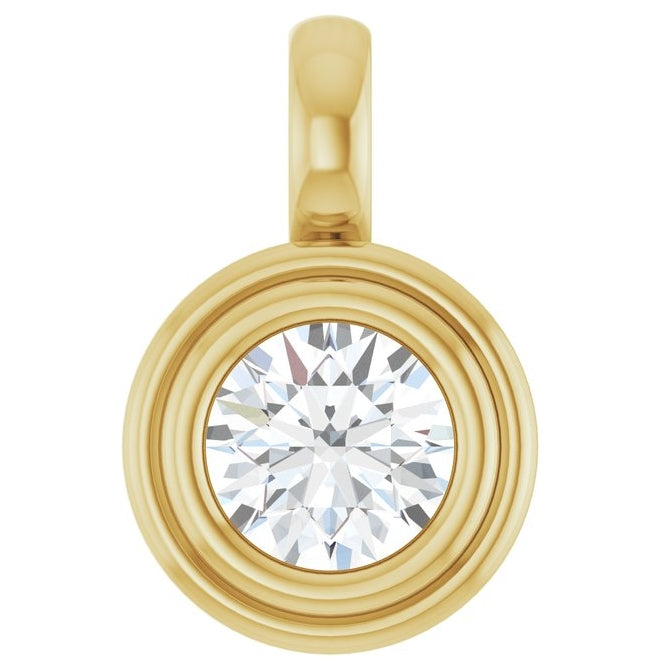 14K Yellow Gold Round Polished Lab-Grown Gemstone Charm/Pendant