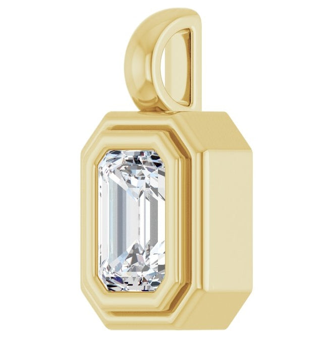 14K Yellow Gold Emerald Polished Lab-Grown Gemstone Charm/Pendant