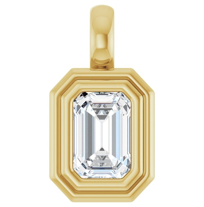 14K Yellow Gold Emerald Polished Lab-Grown Gemstone Charm/Pendant