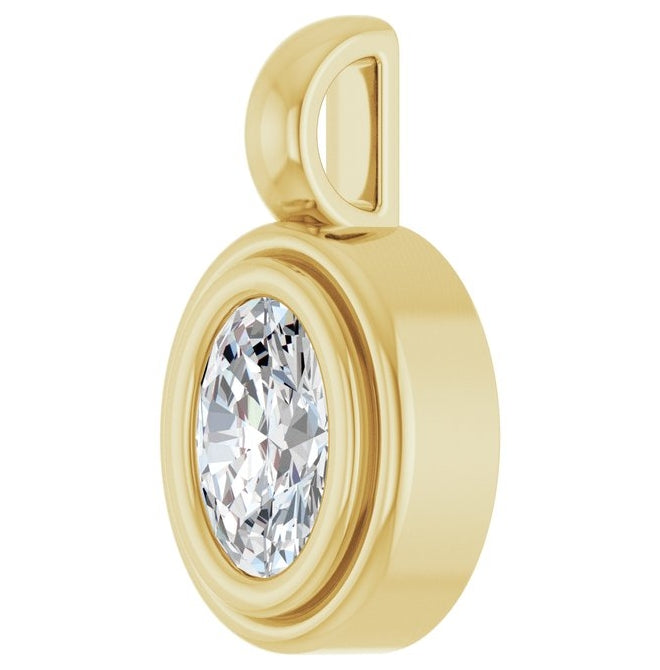 14K Yellow Gold Oval Polished Lab-Grown Diamond Charm/Pendant