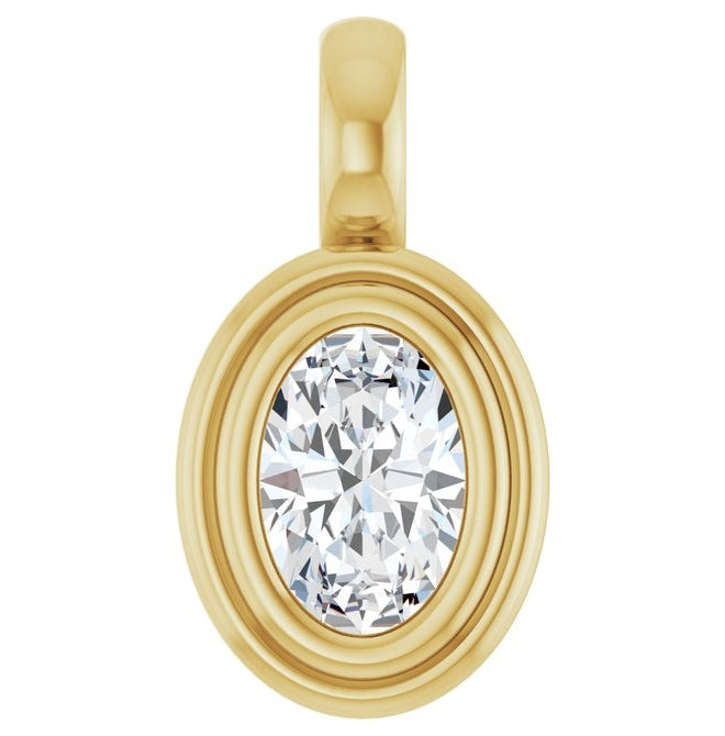 14K Yellow Gold Oval Polished Lab-Grown Diamond Charm/Pendant