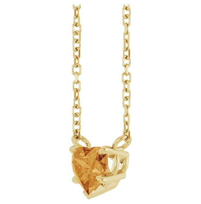 14K Yellow Or White Gold Heart 5 X 5 Mm 18 In Polished Natural Gem Necklace