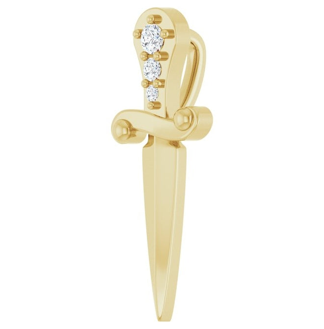 14K Yellow Gold Round 1.8Mm I1, G-H Polished .04 Ctw Natural Diamond Dagger Pendant