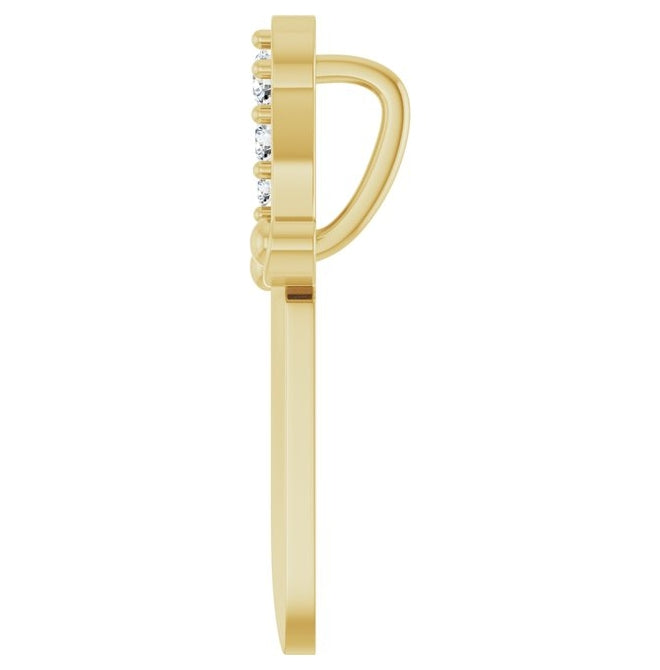 14K Yellow Gold Round 1.8Mm I1, G-H Polished .04 Ctw Natural Diamond Dagger Pendant
