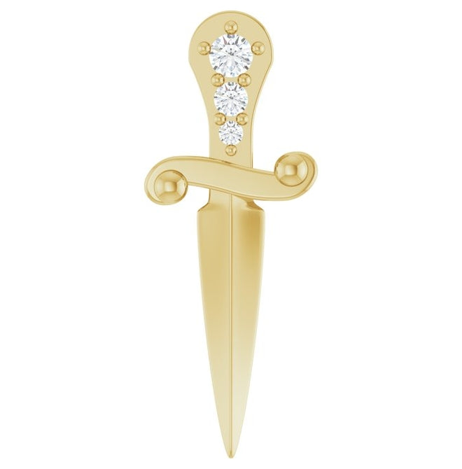 14K Yellow Gold Round 1.8Mm I1, G-H Polished .04 Ctw Natural Diamond Dagger Pendant