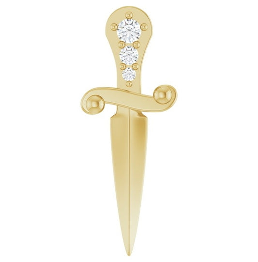 14K Yellow Gold Round 1.8Mm I1, G-H Polished .04 Ctw Natural Diamond Dagger Pendant