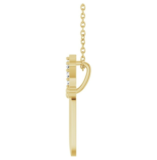 14K Yellow Gold Round 1.8Mm I1, G-H 16-18 In Polished .04 Ctw Natural Diamond Dagger Necklace