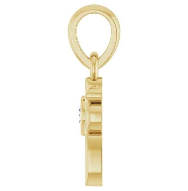 14K Yellow Gold Or Sterling Silver Round 2Mm I1, G-H Polished .03 Ct Natural Diamond Dog Mom Pendant