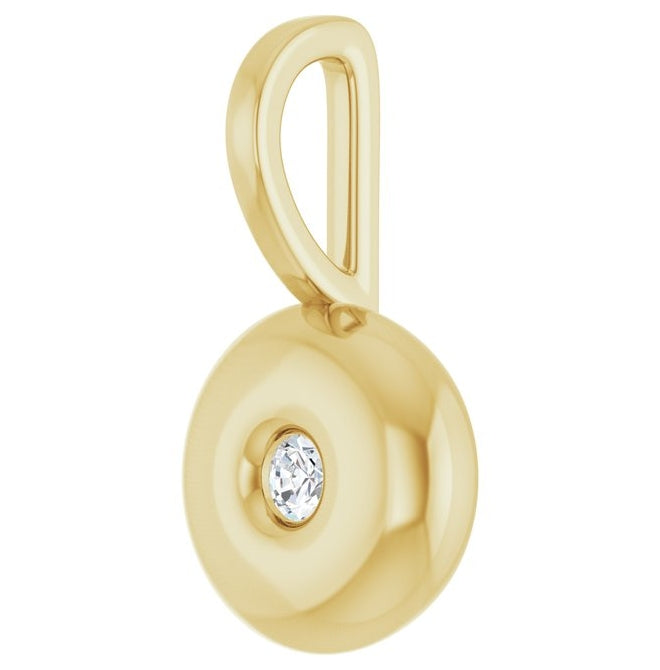 14K Yellow Gold Round 2.5Mm I1, G-H Polished .06 Ct Natural Diamond Charm Pendant