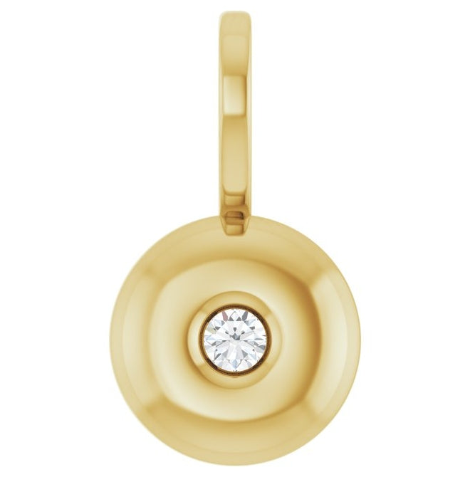 14K Yellow Gold Round 2.5Mm I1, G-H Polished .06 Ct Natural Diamond Charm Pendant