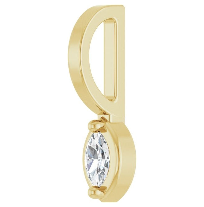 14K Yellow Gold Marquise 4.5 X 2.5Mm I1, Ghi Polished 1/8 Ct Natural Diamond Solitaire Pendant
