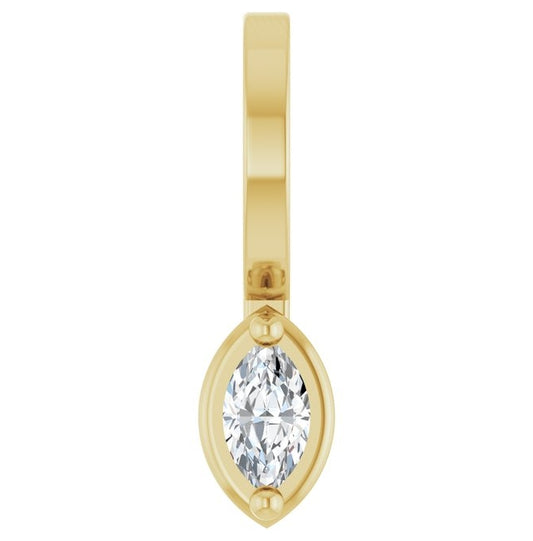 14K Yellow Gold Marquise 4.5 X 2.5Mm I1, Ghi Polished 1/8 Ct Natural Diamond Solitaire Pendant