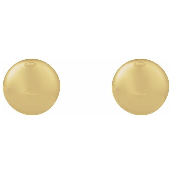 14K Yellow Gold Pair Friction Backs Included Polished Dome Stud Earrings