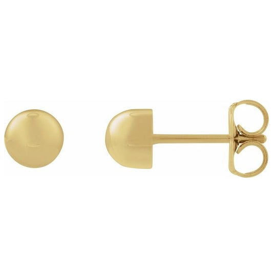 14K Yellow Gold Pair Friction Backs Included Polished Dome Stud Earrings