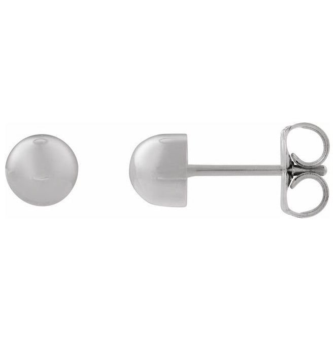 Platinum 3 X 3 Mm Each Friction Back Included Semi-Polished Dome Stud Earring