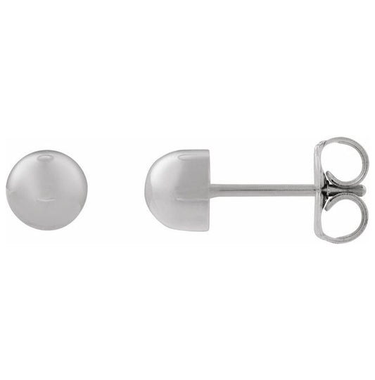 Platinum 3 X 3 Mm Each Friction Back Included Semi-Polished Dome Stud Earring