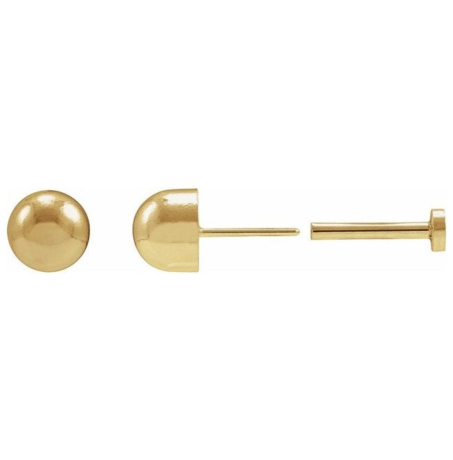 14K Yellow Or Rose Gold 4 X 4 Mm Each Tension Back Included Polished Dome Stud Earring