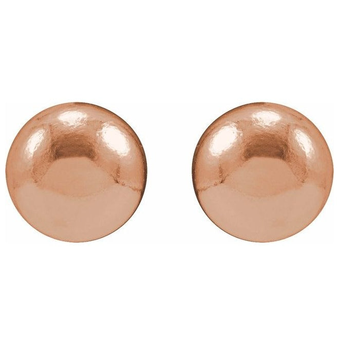 14K Yellow Or Rose Gold 4 X 4 Mm Each Tension Back Included Polished Dome Stud Earring