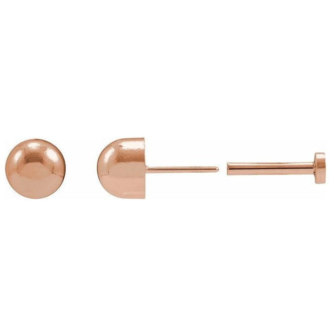 14K Yellow Or Rose Gold 4 X 4 Mm Each Tension Back Included Polished Dome Stud Earring