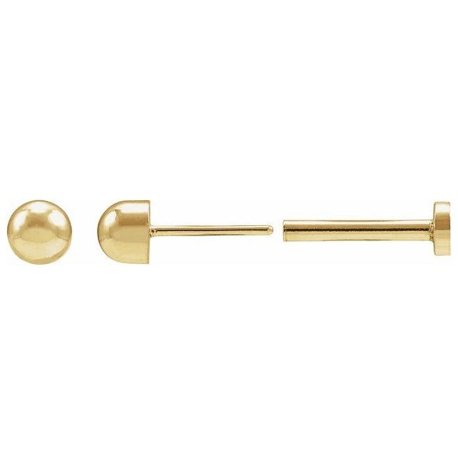 14K Yellow Or Rose Gold 4 X 4 Mm Each Tension Back Included Polished Dome Stud Earring