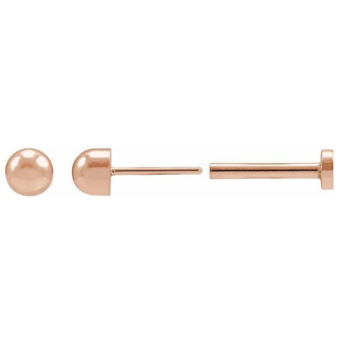 14K Yellow Or Rose Gold 4 X 4 Mm Each Tension Back Included Polished Dome Stud Earring