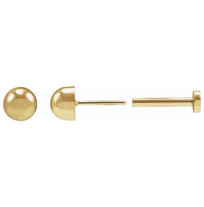 14K Yellow Or Rose Gold 4 X 4 Mm Each Tension Back Included Polished Dome Stud Earring