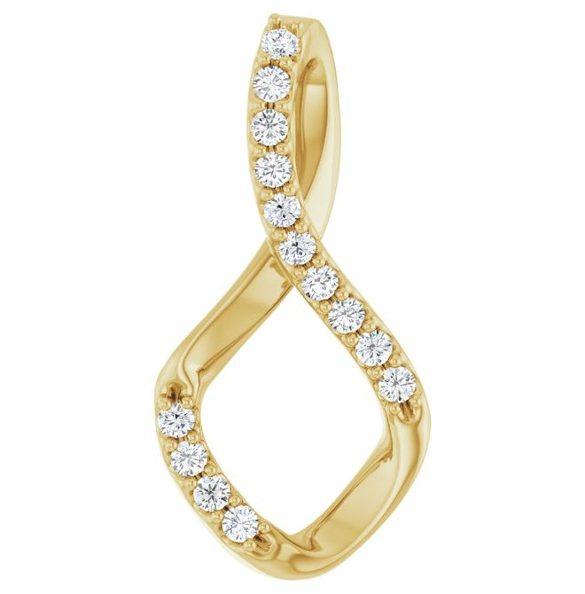 14K Yellow Gold Round 1.5Mm I1, G-H Polished 1/5 Ctw Natural Diamond Freeform Pendant