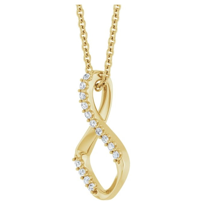 14K Yellow Gold Round 1.5Mm I1, G-H 16-18 In Polished 1/5 Ctw Natural Diamond Freeform Necklace