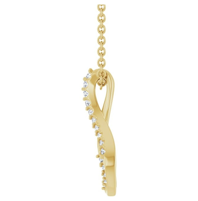14K Yellow Gold Round 1.5Mm I1, G-H 16-18 In Polished 1/5 Ctw Natural Diamond Freeform Necklace