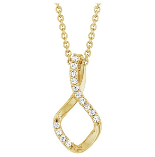 14K Yellow Gold Round 1.5Mm I1, G-H 16-18 In Polished 1/5 Ctw Natural Diamond Freeform Necklace