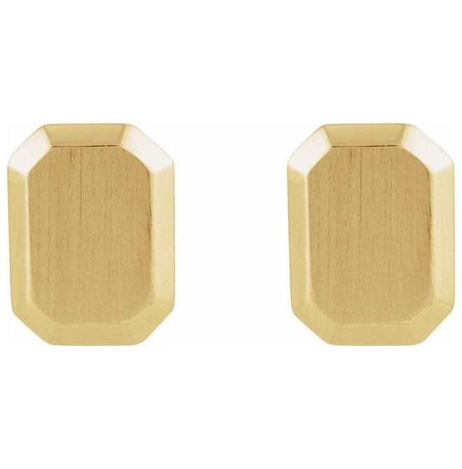 14K Yellow Gold Or Sterling Silver 12 X 9 Mm Pair Friction Backs Polished Engravable Geometric Stud Earrings