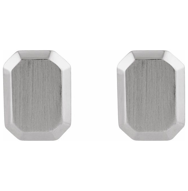 14K Yellow Gold Or Sterling Silver 12 X 9 Mm Pair Friction Backs Polished Engravable Geometric Stud Earrings