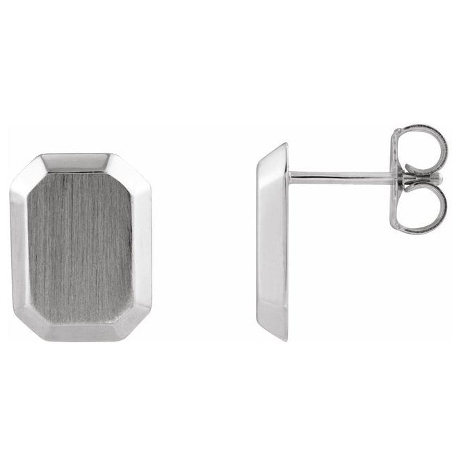 14K Yellow Gold Or Sterling Silver 12 X 9 Mm Pair Friction Backs Polished Engravable Geometric Stud Earrings