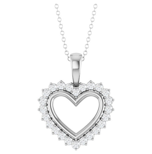 14K Yellow Or White Gold Round 1.5Mm Si2-Si3, G-H 16-18 In Polished 1/3 Ctw Natural Diamond Heart Necklace