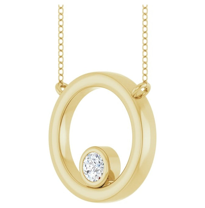 14K Yellow Or White Gold Round 3.4Mm  Vs, F+ 18 In Polished 1/6 Ct Lab-Grown Diamond Circle Necklace