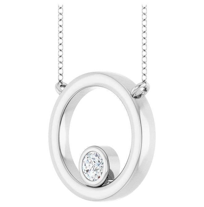 14K Yellow Or White Gold Round 3.4Mm  Vs, F+ 18 In Polished 1/6 Ct Lab-Grown Diamond Circle Necklace