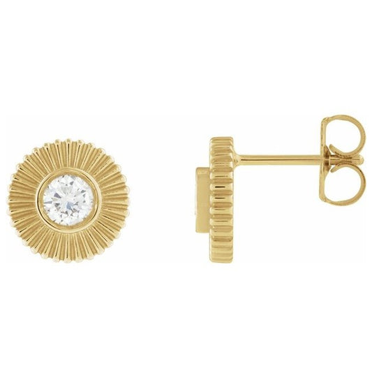 14K Yellow Gold Round 3.6 Mm Pair Friction Backs Polished 1/3 Ctw Lab-Grown Diamond Starburst Stud Earrings