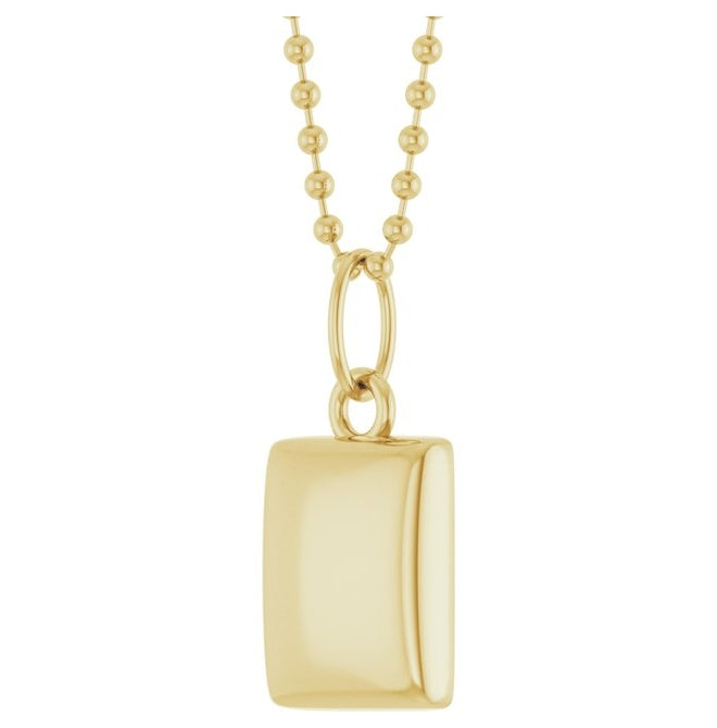 18K Yellow Gold-Plated Sterling Silver 15 X 7.5 Mm 18 In Polished Engravable Puffed Dog Tag Necklace