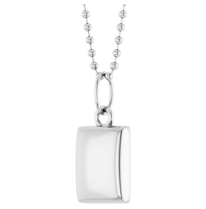 14K Yellow Gold Or Sterling Silver 15 X 7.5 Mm 18 In Polished Engravable Puffed Dog Tag Necklace