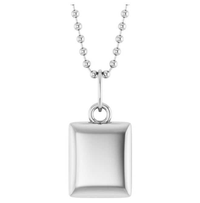 14K Yellow Gold Or Sterling Silver 15 X 7.5 Mm 18 In Polished Engravable Puffed Dog Tag Necklace