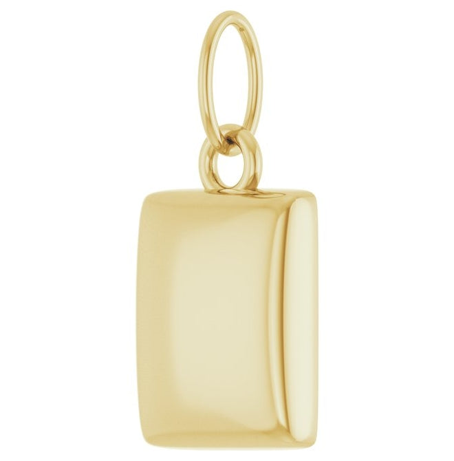 18K Yellow Gold-Plated Sterling Silver 15.1 X 7.5 Mm Polished Engravable Puffed Dog Tag Pendant