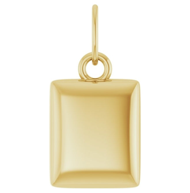 18K Yellow Gold-Plated Sterling Silver 15.1 X 7.5 Mm Polished Engravable Puffed Dog Tag Pendant