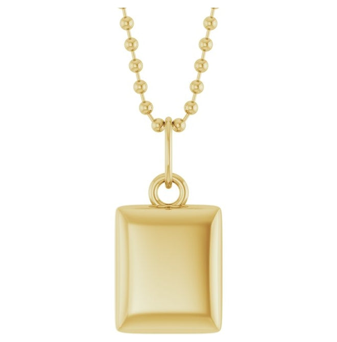 18K Yellow Gold-Plated Sterling Silver 15 X 7.5 Mm 18 In Polished Engravable Puffed Dog Tag Necklace