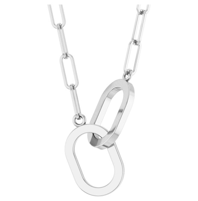 14K Yellow Gold Or Sterling Silver 22.2 X 7.4 Mm 16 In Polished Interlocking Oval Necklace