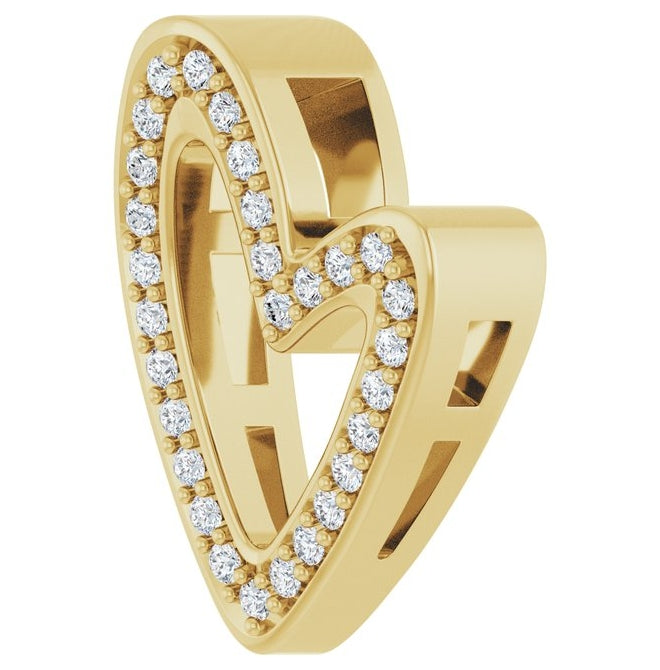14K Yellow Or White Gold Round 1Mm I1, G-H Polished 1/8 Ctw Natural Diamond Heart Slide Pendant