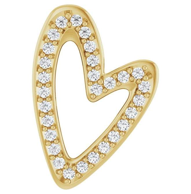 14K Yellow Or White Gold Round 1Mm I1, G-H Polished 1/8 Ctw Natural Diamond Heart Slide Pendant