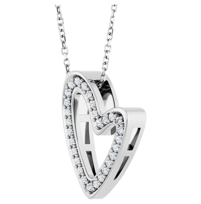 14K Yellow Or White Gold Round 1.2Mm I1, G-H 18 In Polished 1/5 Ctw Natural Diamond Heart Slide Necklace