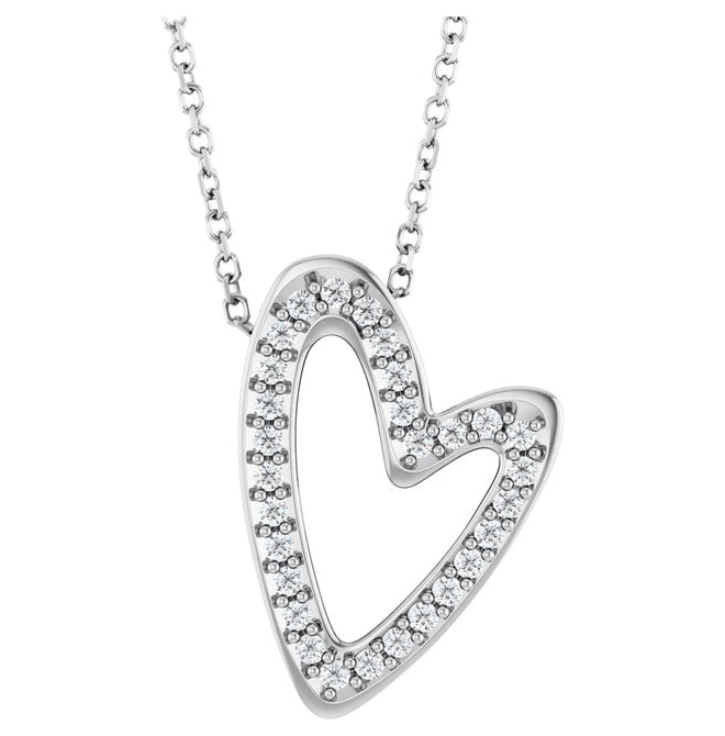 14K Yellow Or White Gold Round 1.2Mm I1, G-H 18 In Polished 1/5 Ctw Natural Diamond Heart Slide Necklace