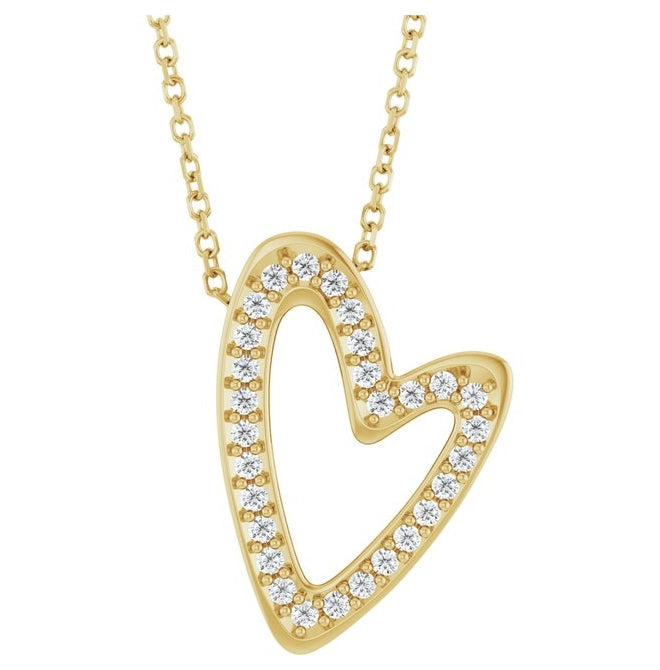 14K Yellow Or White Gold Round 1.2Mm I1, G-H 18 In Polished 1/5 Ctw Natural Diamond Heart Slide Necklace